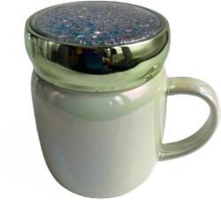 Cyrax Cana din ceramica cu capac, 360ml, Verde cameleon (CanaCapacCeramicaA12683VerdeCameleon)