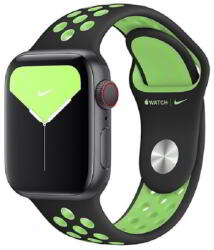 Apple Watch S1/2/3/4/5/6/SE Szilikon Szíj - 38/40 mm, Zöld/Fekete (MXQW2FE)