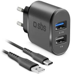 SBS Tekittrc2U2Afastk 2X USB Type-A Hálózati Töltő - 10W, Fekete (TEKITTRC2U2AFASTK)