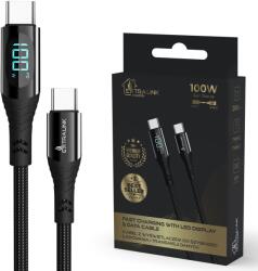 Extralink CABESL04 Smart Life USB Type-C Apa - USB Type-C Apa Adat és Töltő Kábel - 2 m, Fekete (CABESL04)