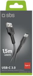 SBS USB 3.0 - C-típusú USB Adatkábel Telefonokhoz, 1, 5 m, Fekete (TECABLEMICROC30K)
