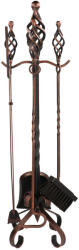Alta 2001 Bt SZOK 040 Kandalló Tisztító Szett - 4 Részes, Kovácsoltvas, Rusztik Bronz Antikolt