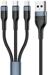 FONENG X51 3in1 USB to USB-C / Micro USB / Lightning Cable, 3A, 1, 2m (Black)