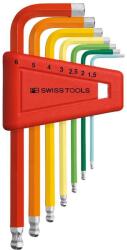 PB Swiss Tools Set chei haxagonale in L cu cap sferic PB Swiss Tools, 1.5-6mm, 7 bucati (PB212.H-6RB) - bricolaj-mag Cheie imbus