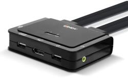 LINDY 2 Port DisplayPort 1.2 USB 2.0 & Audio Cable KVM Switch (42344)