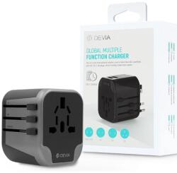 DEVIA ST330865 Utazó adapter Világ 2x USB fekete (ST330865)
