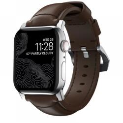 Nomad Goods Bőrszíj Apple Watch Ultra 2/1 (49mm) 9/8/7 (45mm)/6/SE/5/4 (44mm)/3/2/1 (42mm) barna-ezüst csat (NM1A4RST00)