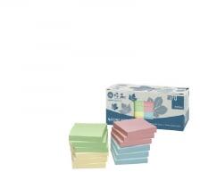 Info Notes Jegyzettömb öntapadó, 75x75mm, 12x100lap, újrahasznosított , sárga, zöld, kék, rózsaszín (5654-88BOX)