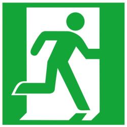  Indicator de evacuare din aluminiu 200x200mm iesire de urgenta, dreapta, fotoluminiscent [4044589004772] (4044589004772)