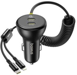 Baseus Circular autós töltő 2xUSB-C + fix lightning kábel 60W fekete (C00035902121-00)