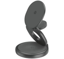 Energea Bazic GoMag Gyre MagSafe kompatibilis vezetéknélküli gyorstöltő állvány, 15W, szürke (GM-GYRE360-GUN) (GM-GYRE360-GUN)