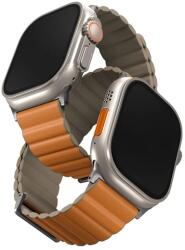 UNIQ Revix Premium mágneses szilikon szíj Apple Watch 42/44/45/49mm narancs/khaki (UNIQ-45MM-REVPSORGKAK)