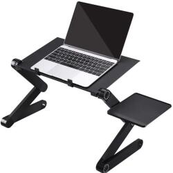  ZONE Univerzális laptoptartó maximum 17" laptopokhoz multifunkciós több ponton állítható dupla hűtőventilátorral egértartó tálcával fekete (LP-CA034-01)