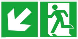  Indicator de evacuare din aluminiu 300x150mm iesire de urgenta pe stanga, sageata in jos, fotoluminiscent [4044589360663] (4044589360663)