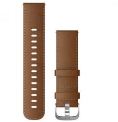 Garmin Vívoactive 4 óraszíj 22mm barna bőr ezüst csat (Quick Release) (010-12932-24)