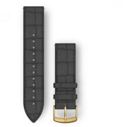 Garmin Vivomove HR óraszíj 20mm fekete bőr arany csat (Quick Release) (010-12691-0C)