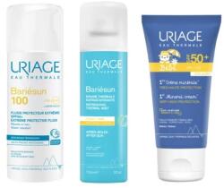 Uriage - Set Uriage Bariesun Protectie solara SPF 50+/100 pentru adulti si bebelusi - Fluid SPF 50+ 50 ml, Crema minerala bebelusi 50 ml, Spray dupa soare 150 ml