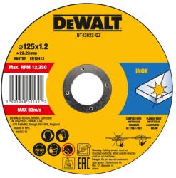 DEWALT Disc taiere inox Dewalt DT43922, 125x22.23x1.2mm, 10 bucati (DT43922-QZ) - bricolaj-mag Disc de taiere