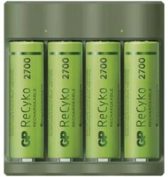 GP Batteries USB Everyday B421 Akkutöltő + 4db 2600mAh AA elem sötétzöld (B52427U)