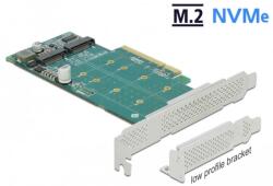 Delock PCI Express x8 kártya - 2 x belső NVMe M. 2 Key M - elágazás - alacsony profilú formatényező (89045) - ipon