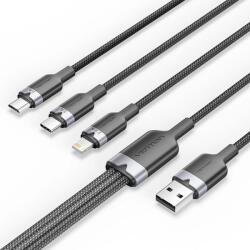 Vention USB Lightning + Micro USB + USB Type C Átalakító Fekete 1.5m CTPBG (CTPBG)