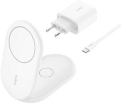 Belkin Boost Charge 2in1 Mágneses vezeték nélküli töltőállvány Qi2 15W fehér (WIZ028VFWH)