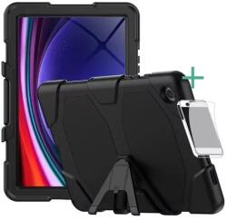 ZONE Műanyag hátlap védőtok képernyővédő üveggel kitámasztóval Samsung Galaxy Tab A9 Plus (11.0) fekete