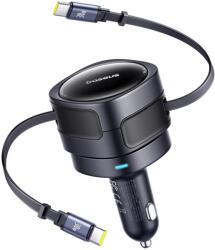 Baseus Enjoyment Max Autós töltő 2xUSB-C kábel 60W fekete (C00035507121-01)