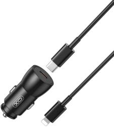 XO CC57 Autós töltő USB-C kábellel (USB-C-Lightning) 30W fekete (130515)