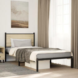 vidaXL sonoma tölgy színű fém ágykeret matrac nélkül 100 x 190 cm (VD4007710)