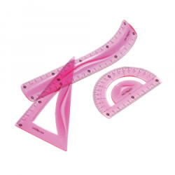 Keyroad Vonalzókészlet, 20 cm, flexibilis vonalzó, szögmérő, derékszög vonalzó, 3 db/bliszter vegyes színek (KR970858) (KR970858)