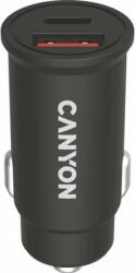 CANYON Autós töltő 1x USB 1xUSB-C PD 30W fekete (CCA20B03)