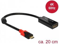 Delock USB 2.0 Type C DisplayPort 1.2/1.2a Átalakító Fekete 20cm 63928 (63928)