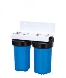  10"-os Big Blue szűrőház 2 db-os konzolon szűrőház kulccsal szűrő nélkül