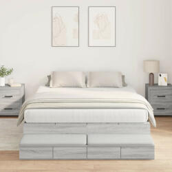 vidaXL Tárolós Ágykeret Szürke Sonoma 135x190 cm (VD3335706)