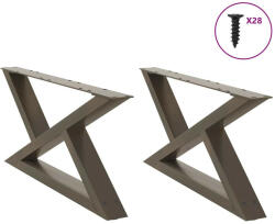vidaXL 2 db natúr acél dohányzóasztal láb 70 x (30-31, 3) cm acél (VD4012695)