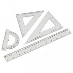 Vonalzókészlet, 30cm, vonalzó, szögmérő, 45° és 60° háromszög vonalzók 4 db/csom (526-4) (526-4)