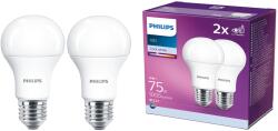 Philips LED izzókészlet, 2 db, EyeComfort, A60, E27, 10W (75W), 1055 lm, F energiaosztály, hideg fehér fény (4000K)