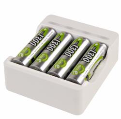 ANSMANN Töltő, Ansmann, Basic IV, 4 rekeszes, 4 db AA elem mellékelve, 1300mAh NiMH, USB kábel 1 m, Fehér (1001-0120-01)