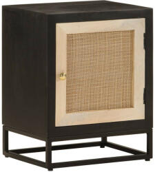 vidaXL fekete tömör mangófa és vas éjjeliszekrény 40 x 30 x 50 cm (VD371999)
