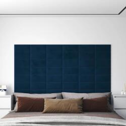 vidaXL 12 db kék bársony fali panel 30 x 15 cm 0, 54 m2 (343778)