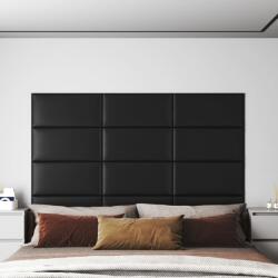 vidaXL 12 db fekete műbőr fali panel 60 x 30 cm 2, 16 m2 (343855)