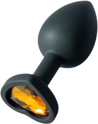 Sunfo - dop anal din silicon cu piatră aurie în formă de inimă (negru) (5999576181181)