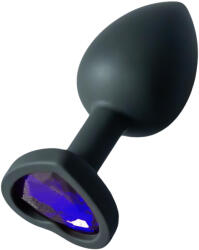 Sunfo - dop anal din silicon cu piatră mov în formă de inimă (negru) (5999576181211)
