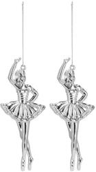 Ezüst balerina karácsonyfadísz, műanyag, 14 cm, 2 db (CA1061)