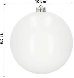 Fehér műanyag karácsonyi gömb dísz szett, 10 cm, 6 db, matt+fényes (CA1189)