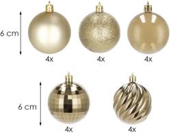 Törhetetlen pezsgőszínű karácsonyfadísz gömb készlet, 6 cm, 20 db (CA0141)