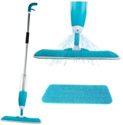 Spray-s Funkcióval Ellátott, Forgatható, Összecsukható Lapos Felmosó - Kék, 127cm Magas, 40cm x 15cm Mosópad (01383_N)
