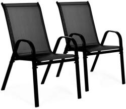 MultiGarden 2 db fekete, rakásolható kerti szék szett textilén üléssel, acél vázzal (SC-092KD BLACK)