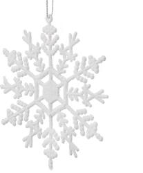 Fehér csillámos műanyag karácsonyfadísz szett, 12 cm, 3 db, törhetetlen (CA0050)